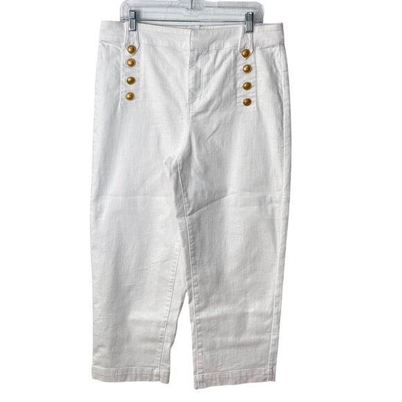 Talbots Pants - Talbots Womens Sailor Jean White High-Rise With Gold Button Accents Size 14